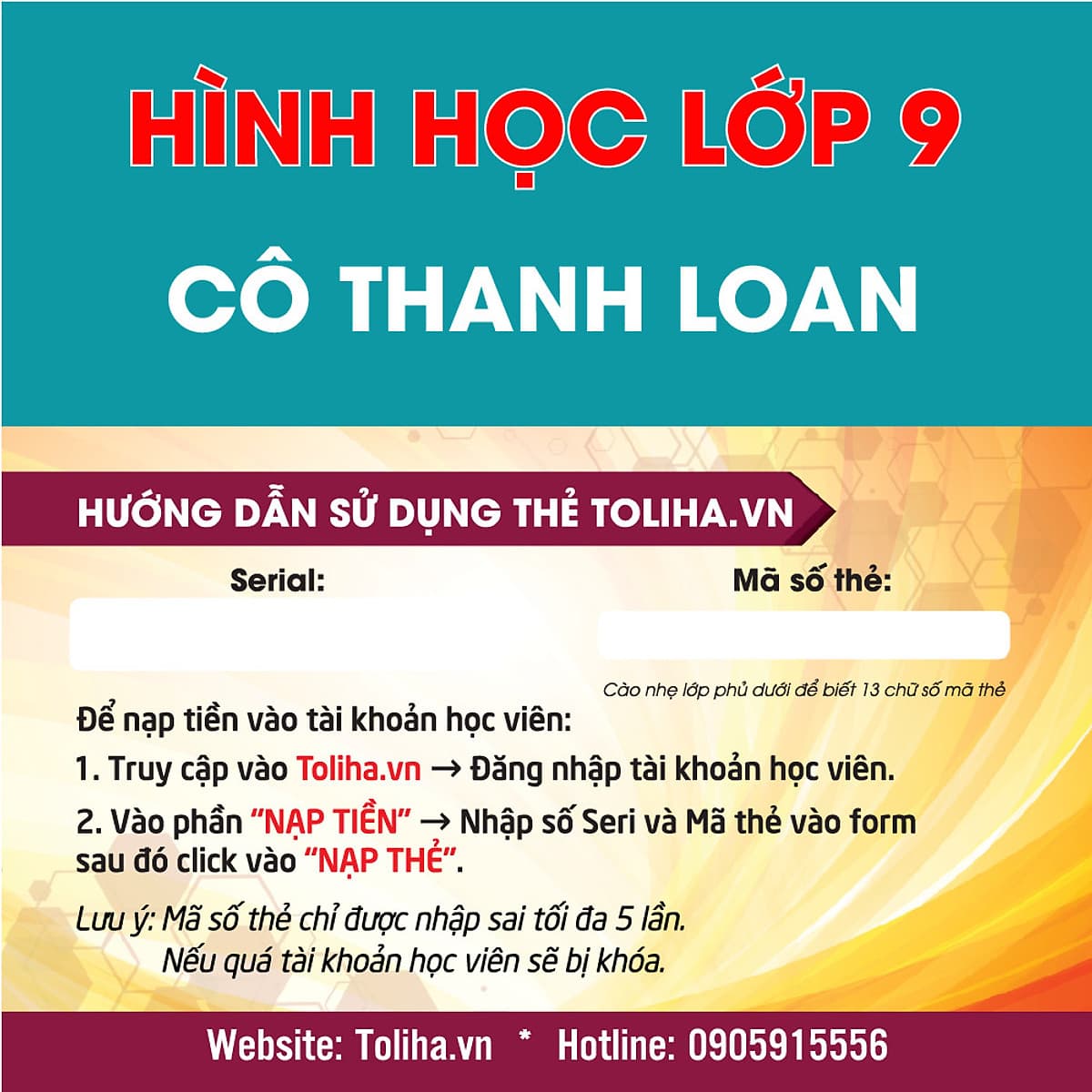 Khóa học HÌNH HỌC 9 - CƠ BẢN + NÂNG CAO cô Thanh Loan- 06 tháng