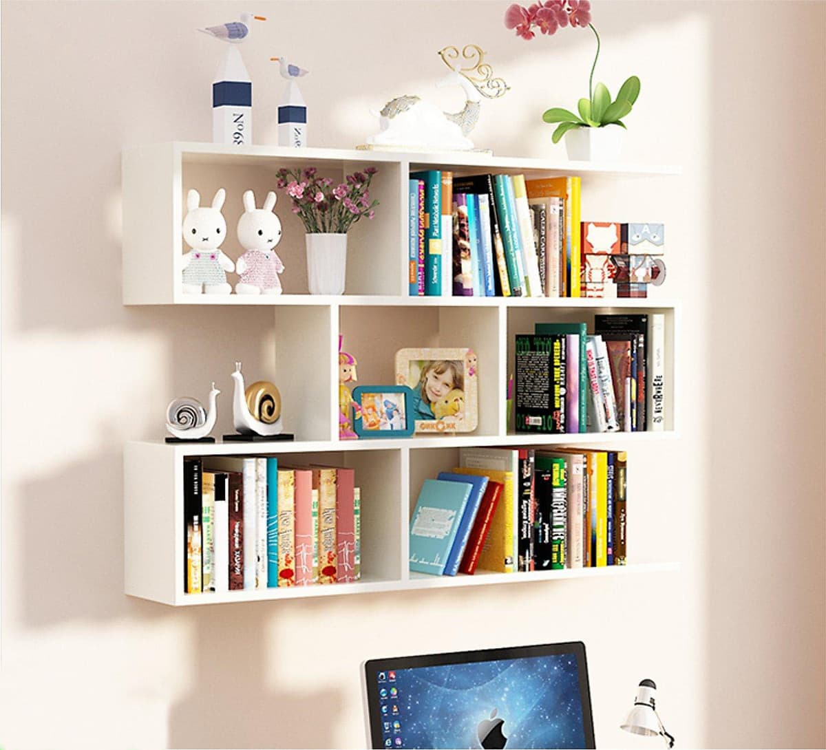Kệ sách treo tường - Kệ gỗ trang trí 3 tầng dài 120cm x rộng 75cm  x sâu 20cm