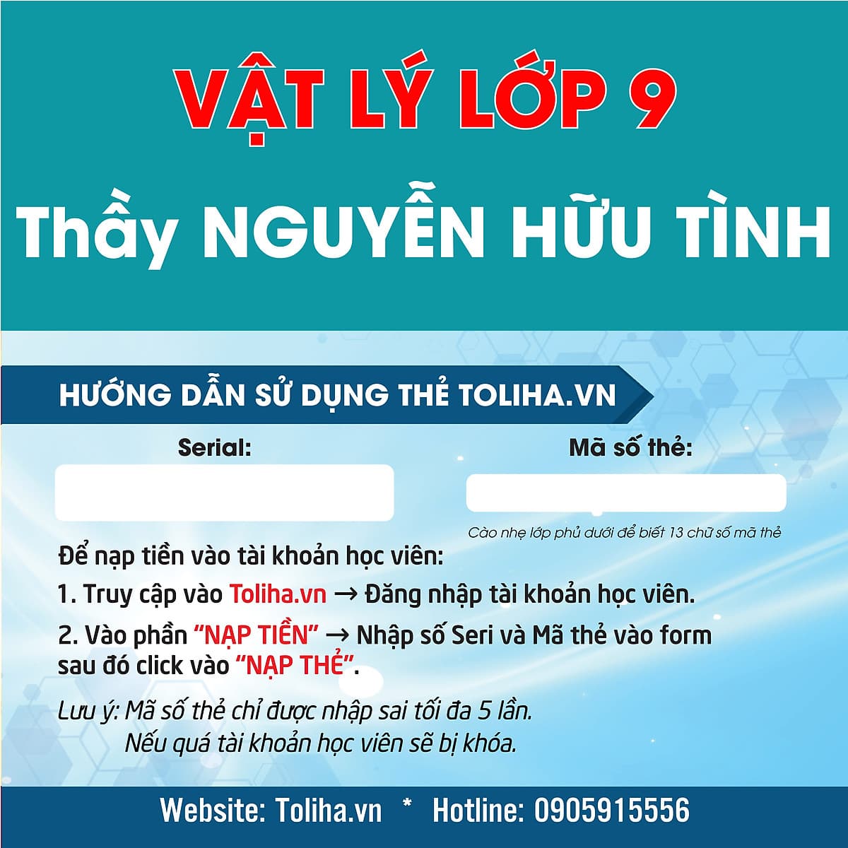 Khóa học VẬT LÝ 9 - CƠ BẢN + NÂNG CAO thầy Hữu Tình- 09 tháng