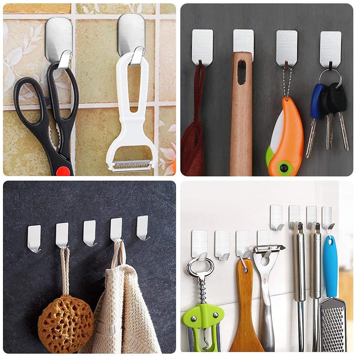 Combo 8 móc inox 304 dán tường treo đồ gia đình 