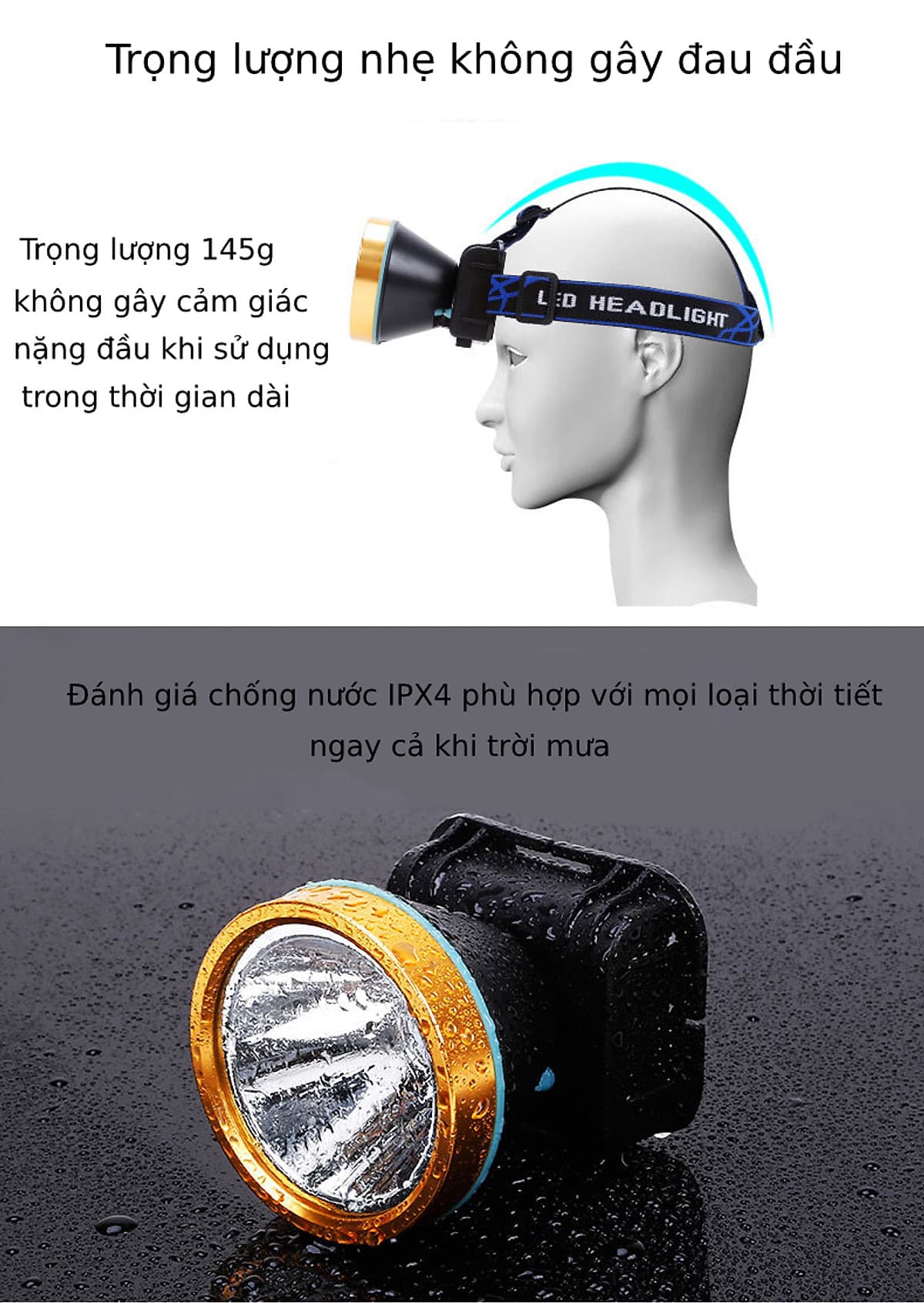 Đèn pin đội đầu siêu sáng Hewolf hàng chính hãng