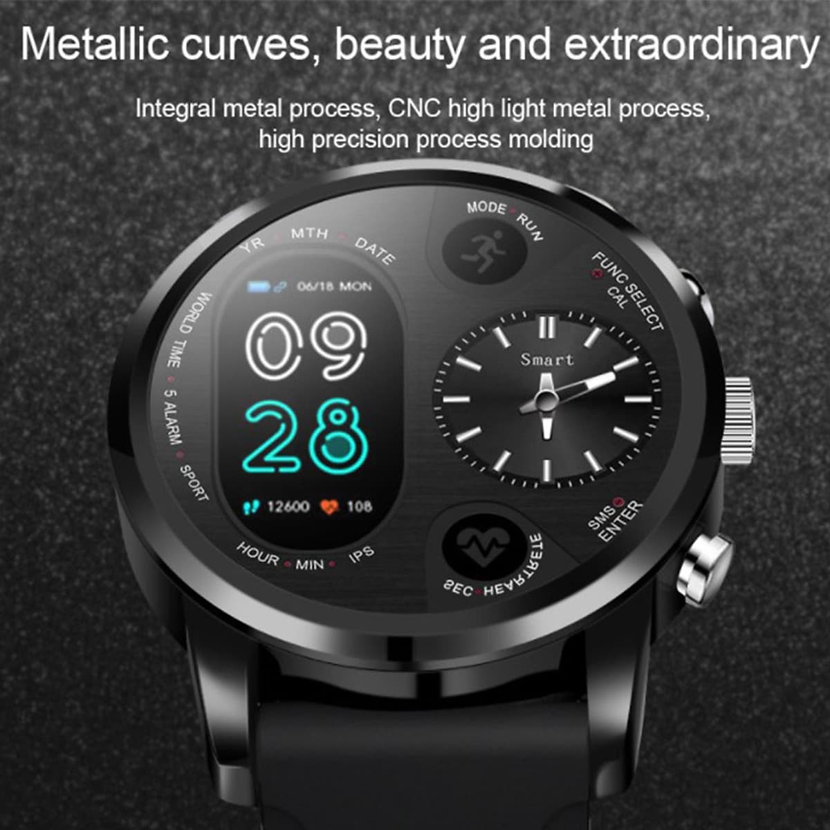 JY LEMFO T3Pro Smart Watch Heart Rate Sleep Monitor Dual Time Zone Smart Watch