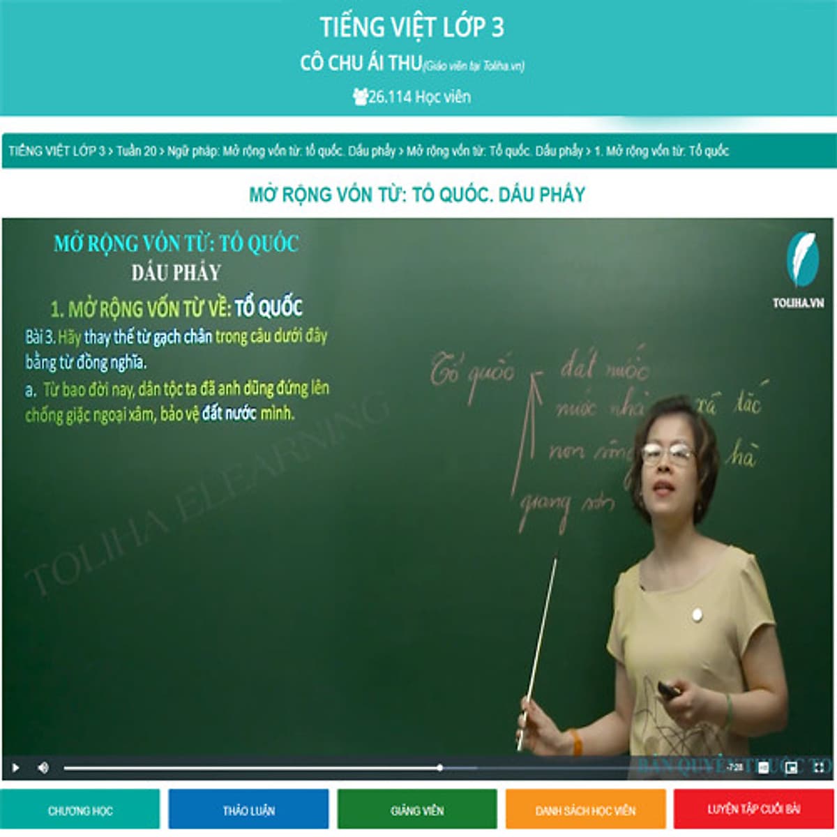 Khóa học TIẾNG VIỆT LỚP 3 cô Chu Ái Thu - 06 tháng
