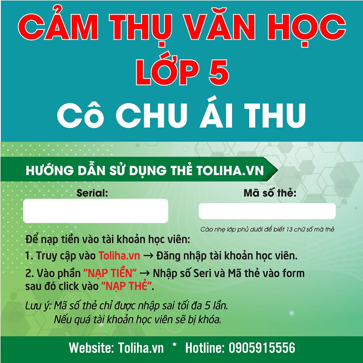 Khóa học CẢM THỤ VĂN HỌC LỚP 5 cô Chu Ái Thu - 03 tháng