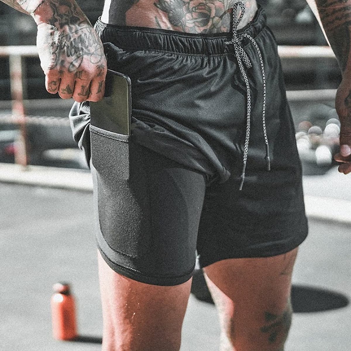 Quần Đùi Gym Nam 2 Lớp - Lót Quần Legging, Quần Short Thể Thao, Quần Legging Nam Liền Quần Đùi Tập Gym Nam SZone SQ516