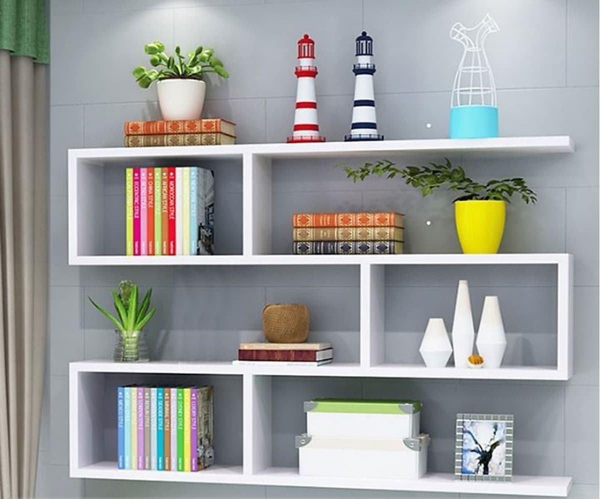 Kệ sách treo tường - Kệ gỗ trang trí 3 tầng dài 120cm x rộng 75cm  x sâu 20cm