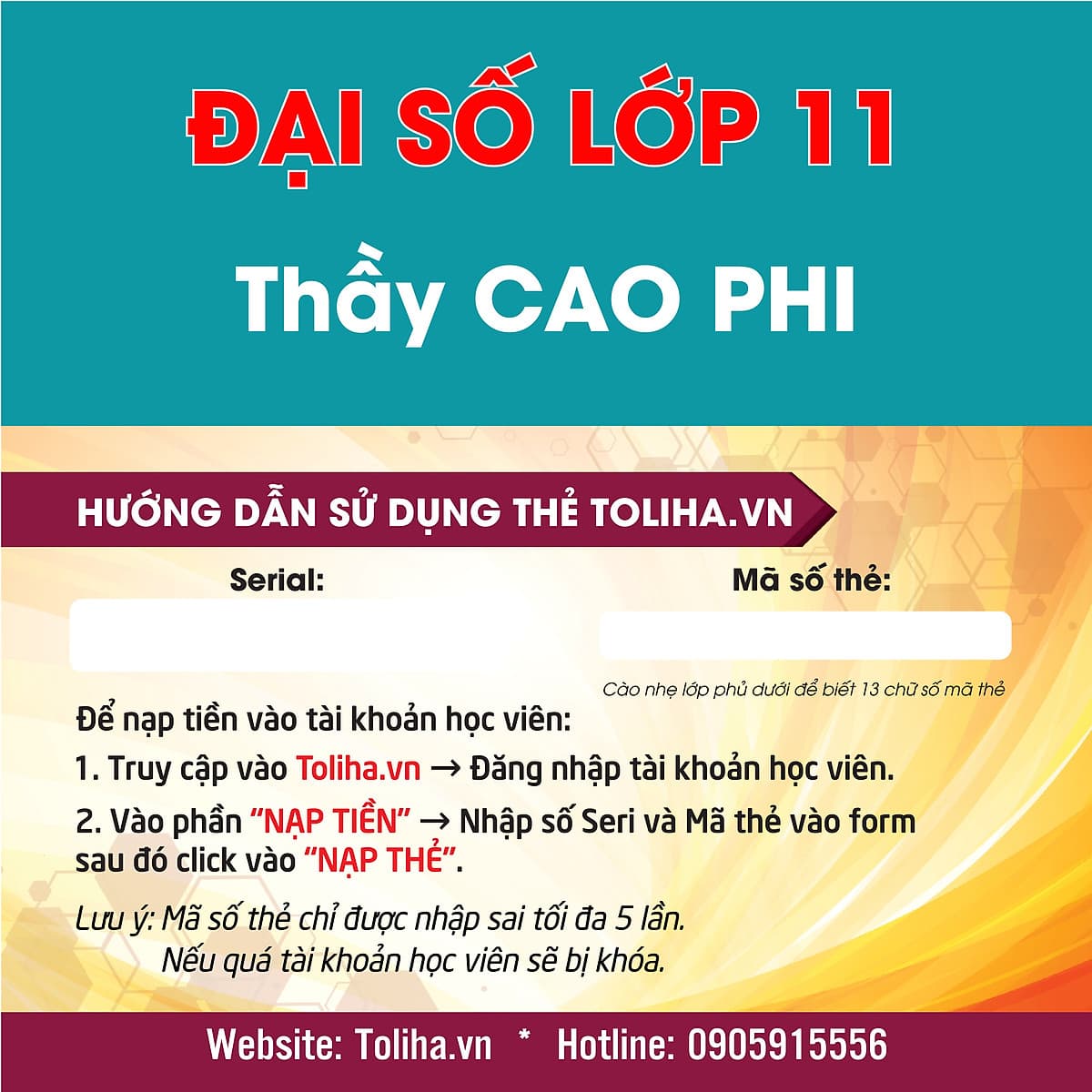 Khóa học ĐẠI SỐ 11 - CƠ BẢN + NÂNG CAO thầy Cao Phi - 06 tháng