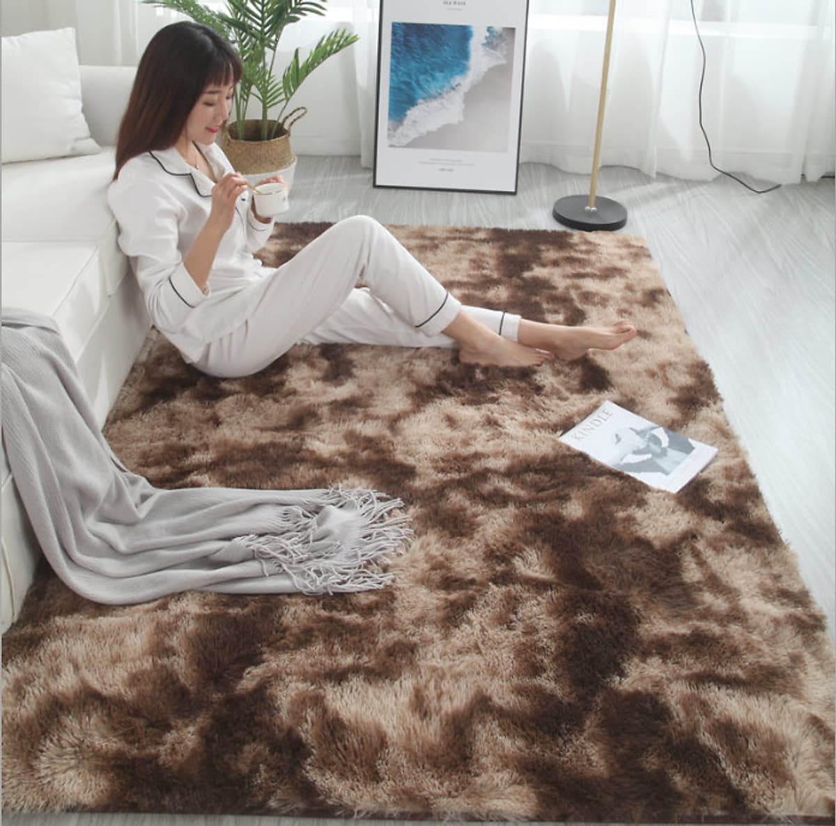 Thảm Lông Xù Màu Loang