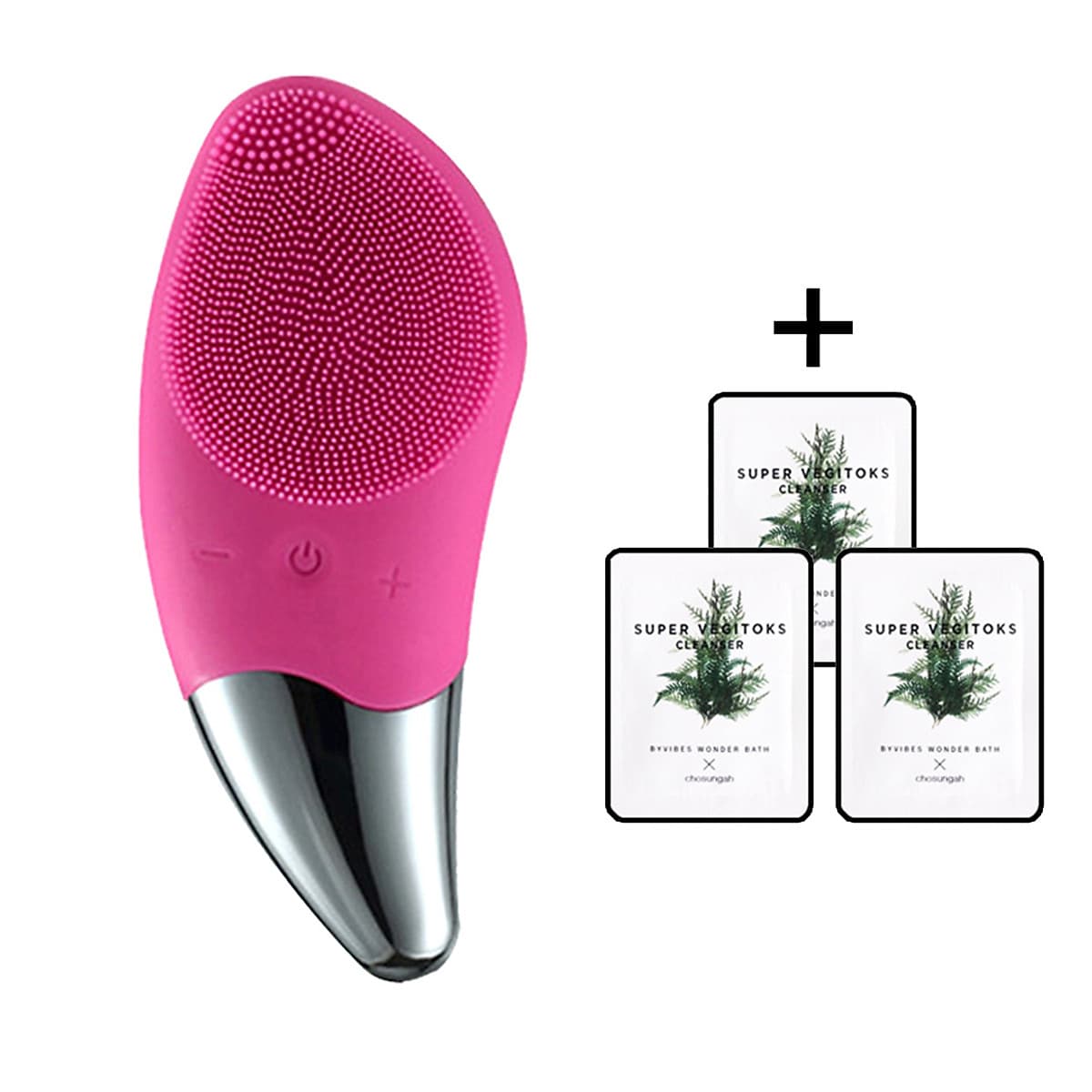 Máy Rửa Mặt Mini Massage Làm Sạch Sâu Tích Hợp Sóng Âm BR-1020 + Tặng 3 gói sữa rửa mặt thải độc Super Vegitoks Cleanser 3ml