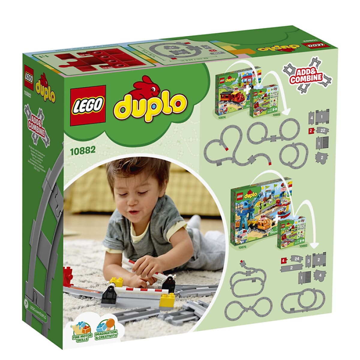 Bộ đồ chơi lắp ráp LEGO DUPLO Đường ray xe lửa Train Tracks 10882 từ 2 đến 10 tuổi