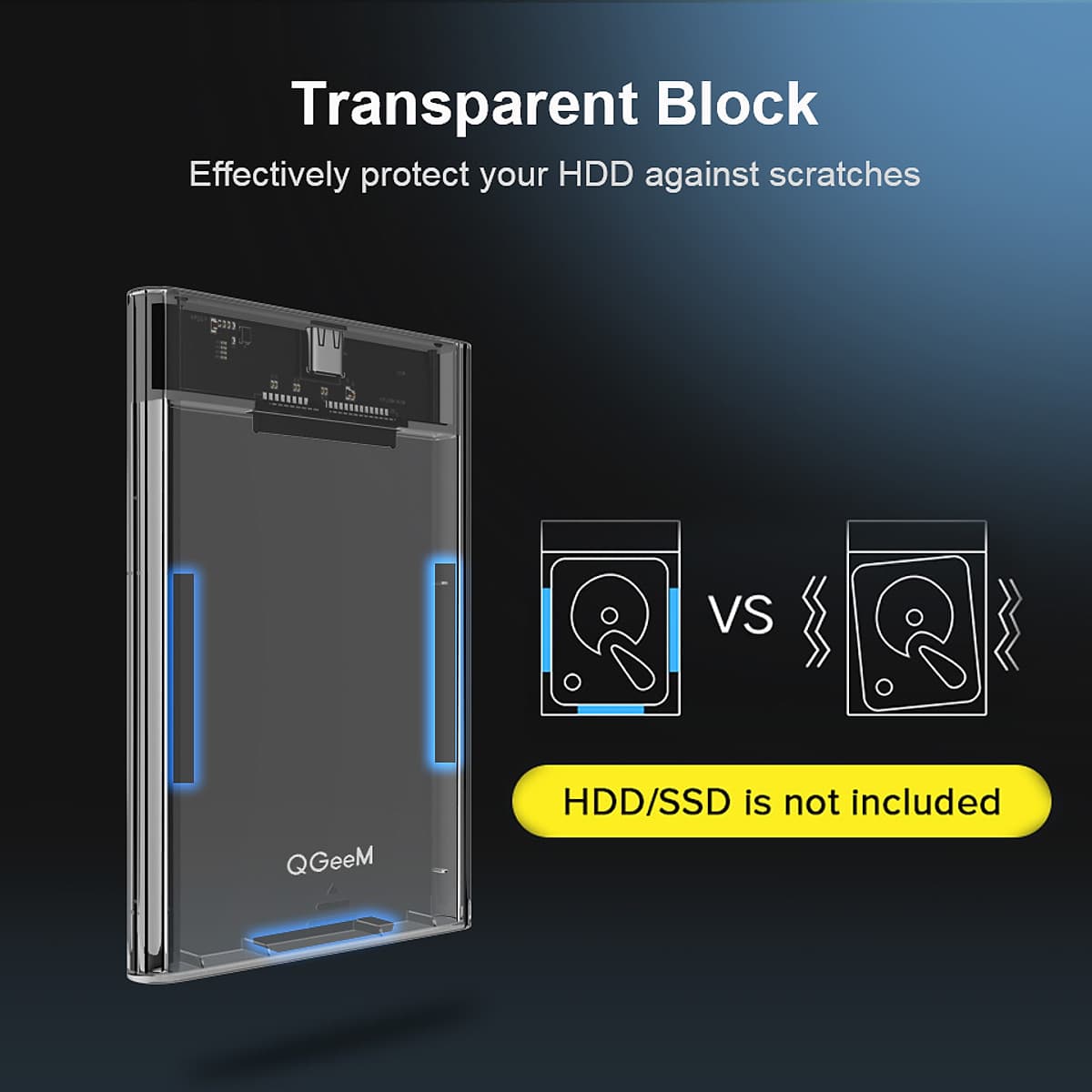 Hộp đựng ổ cứng HDD/SSD 2.5" QGeeM Gen2|cổng USB C/3.1, Type C to SATA|SATA I II III, PS4 hỗ trợ UASP tốc độ cao 6Gbps kèm cáp Type C to USB A-Hàng Chính Hãng