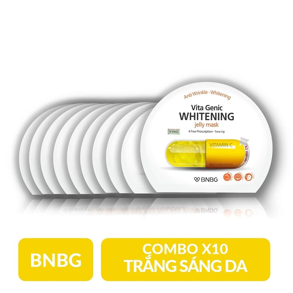 Combo 10 Mặt nạ dưỡng da trắng sáng và làm đều màu da BNBG Vita Genic Whitening Jelly Mask (Vitamin C) 30ml x 10