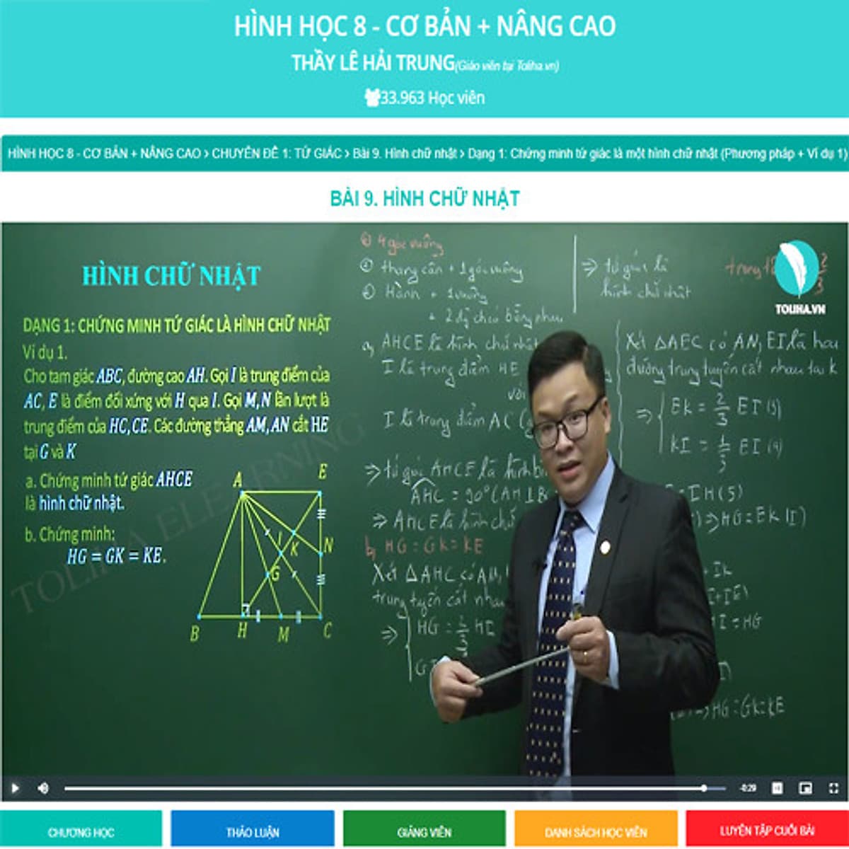 Khóa học HÌNH HỌC 8 - CƠ BẢN + NÂNG CAO thầy Lê Hải Trung- 03 tháng