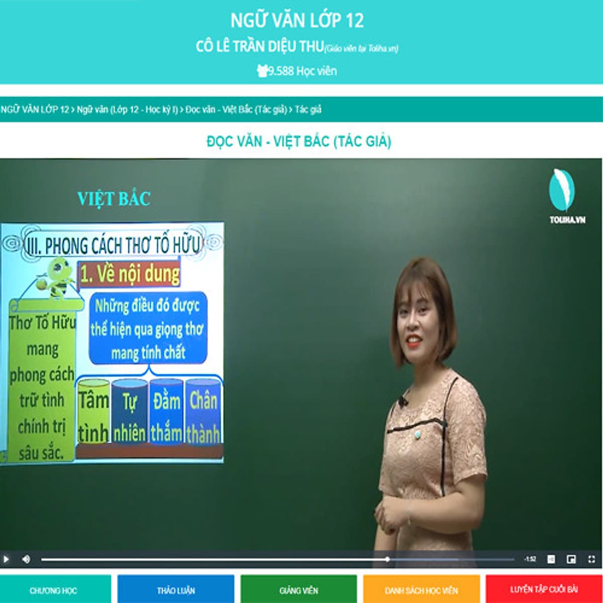 Khóa học NGỮ VĂN LỚP 12 cô Diệu Thu - 06 tháng