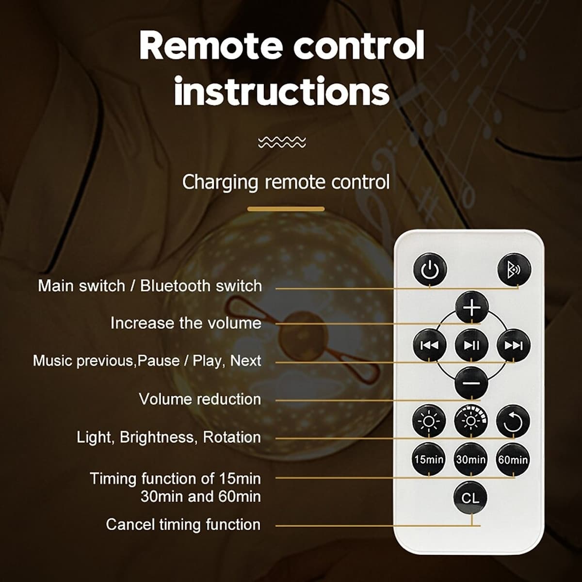 Chill Party-Đèn Chiếu Ngàn Sao 6 phong cách kiêm đèn ngủ xoay tự động, tích hợp phát nhạc bằng Bluetooth nhiều màu sắc tuyệt đẹp, sạc lại bằng USB