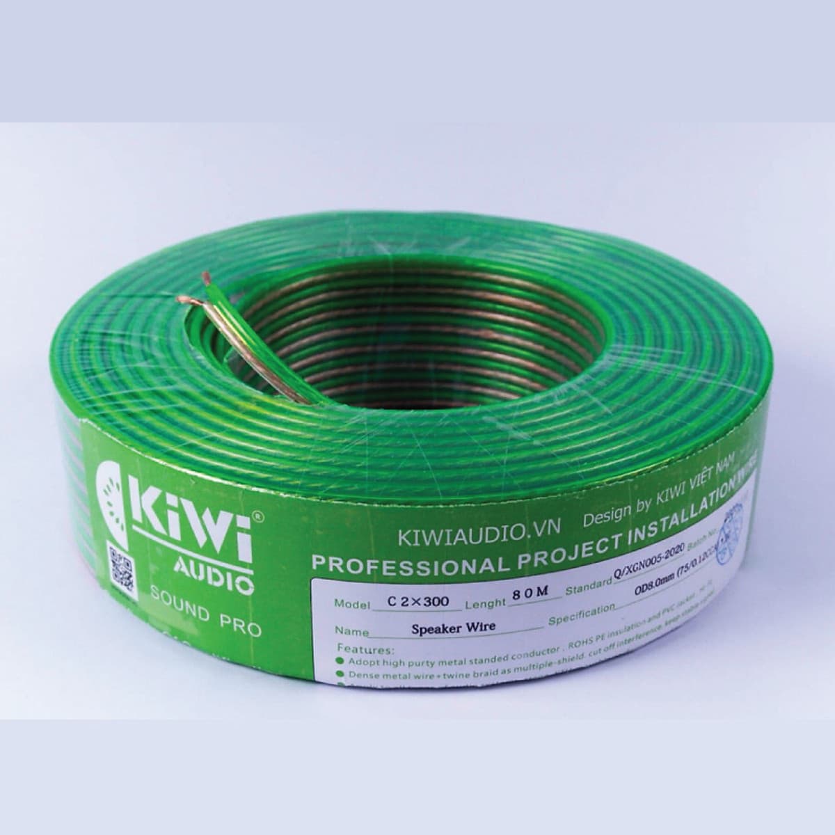 Dây loa Kiwi 2×300 nhôm mạ đồng chống nhiễu - Hàng chính hãng