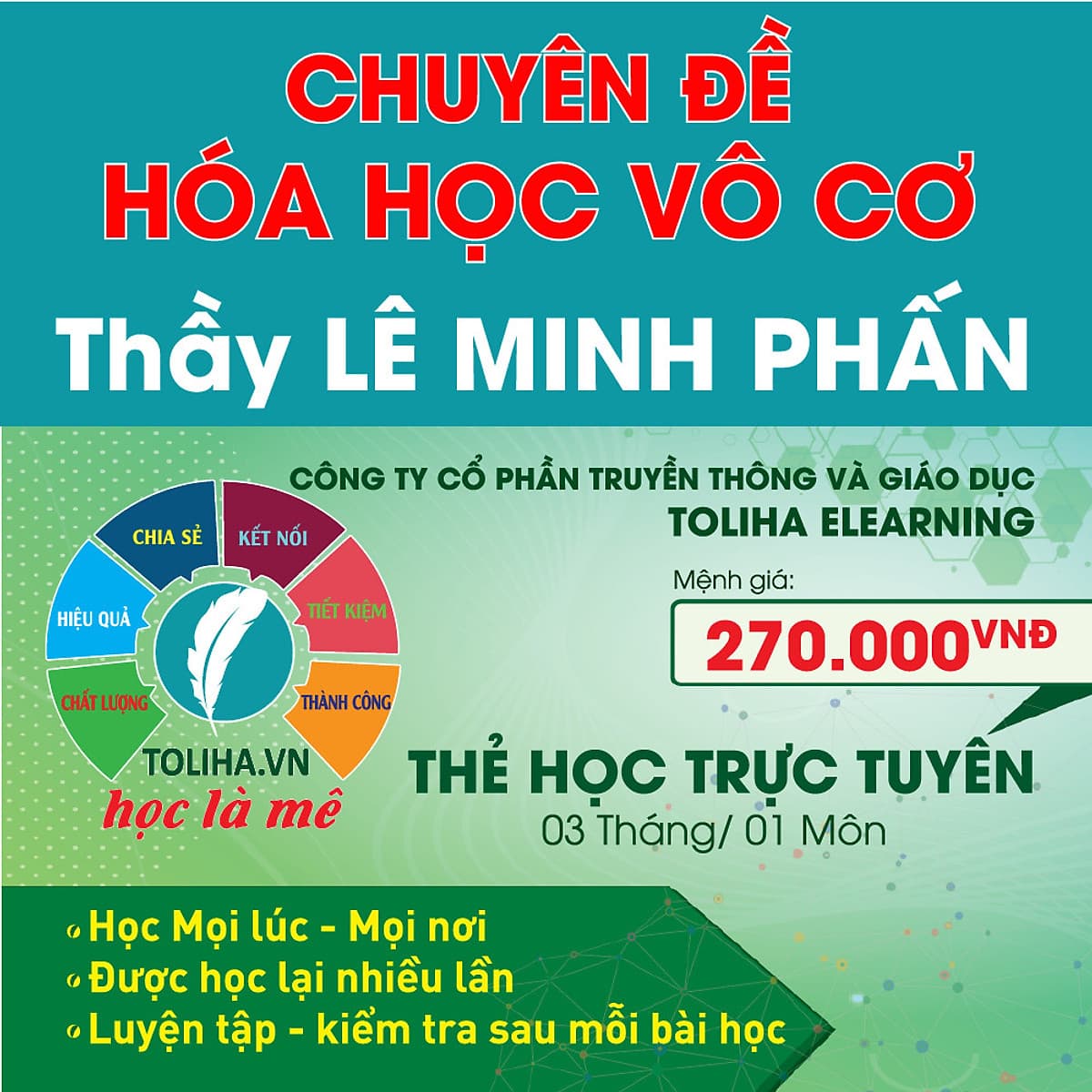 Khóa học CHUYÊN ĐỀ: HÓA HỌC VÔ CƠ - thầy Lê Minh Phấn - 03 tháng