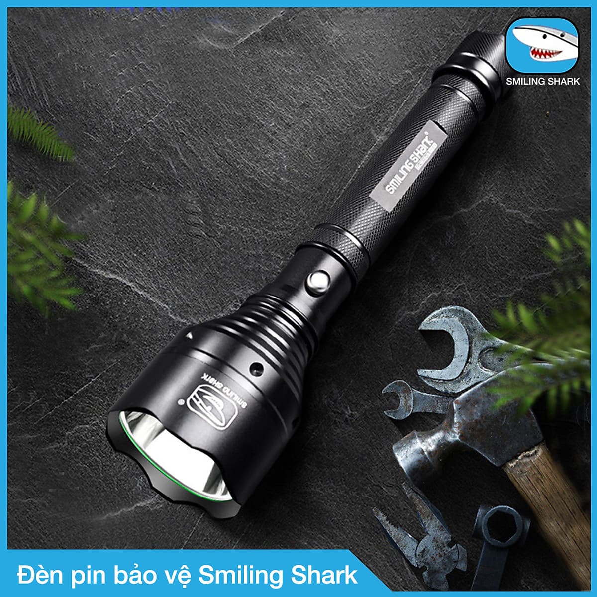 Đèn pin tự vệ siêu sáng Smiling Shark, công nghệ chiếu sáng tối tân, chất liệu hợp kim siêu cứng, chuyên dụng cho bảo vệ canh phòng, tuần tra ban đêm, chống trộm, dã ngoại, tìm kiếm cứu nạn đa dụng - Hàng chính hãng