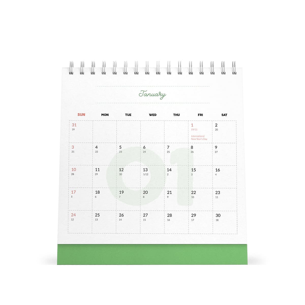 Lịch bàn vuông giấy mỹ thuật SDstationery 2021 Live Green (sống xanh) 20x20 cm