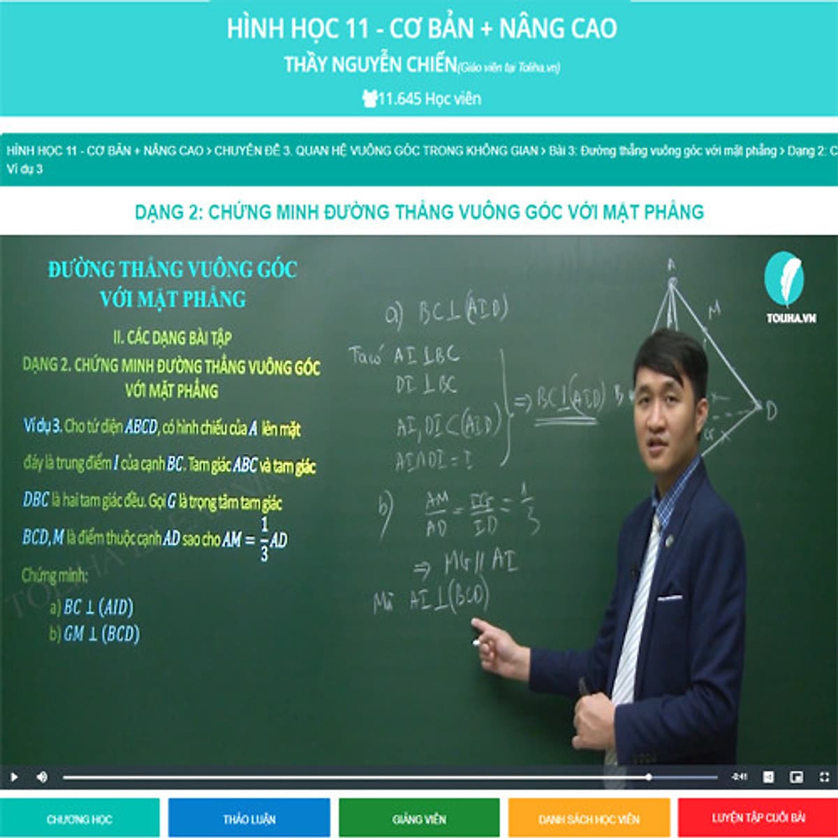Khóa học HÌNH HỌC 11 - CƠ BẢN + NÂNG CAO thầy Nguyễn Chiến - 09 tháng