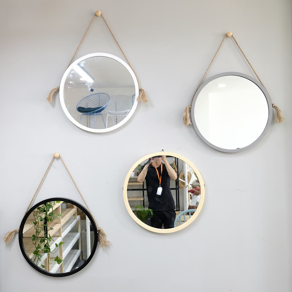 Gương Tròn Soi Trang Điểm Treo Tường Khung Gỗ Hàn Quốc Mia Mirror Nội Thất Kiểu Hàn BEYOURs
