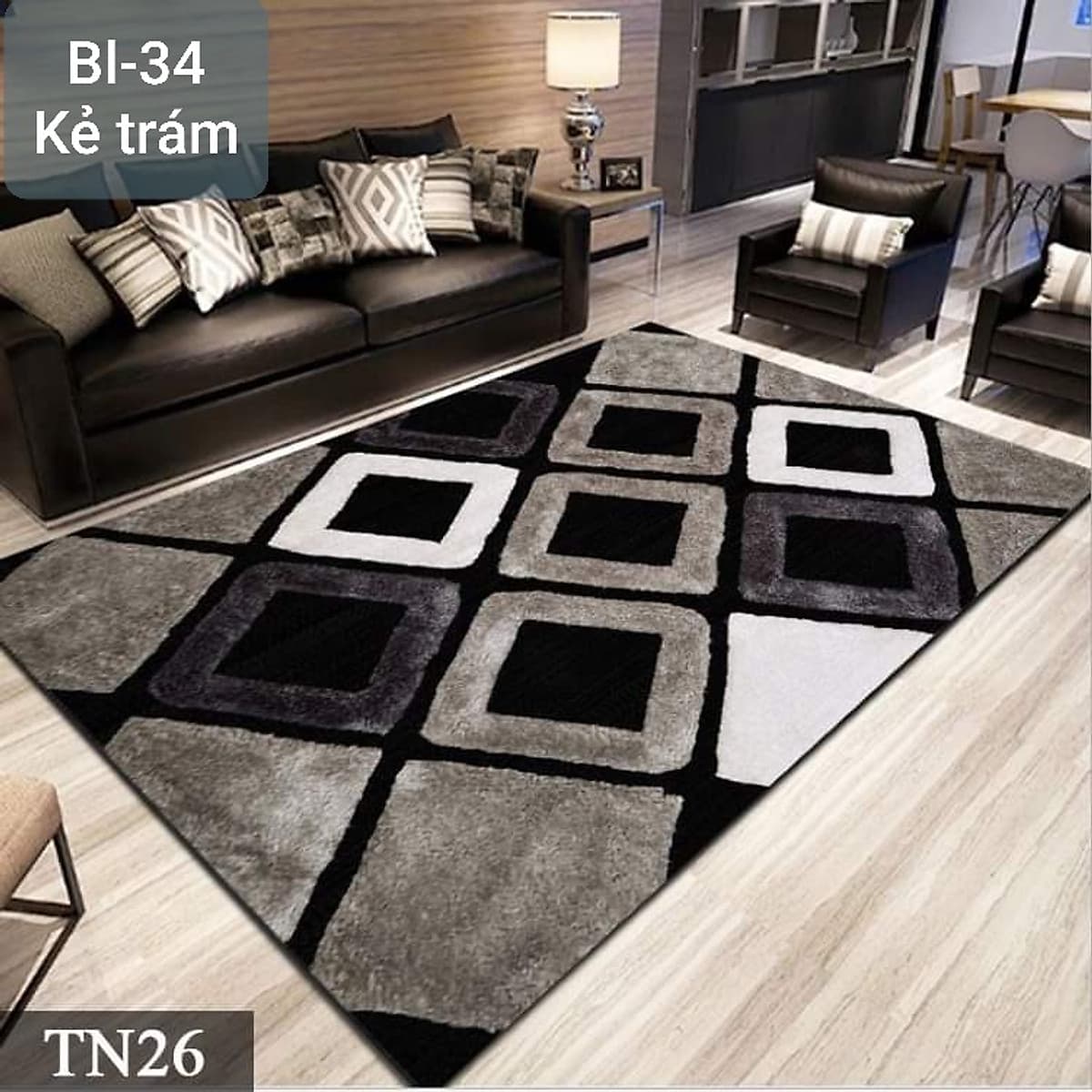 Thảm trải sàn BALI loại 1m6 x2m3 mẫu kẻ thảm trải sàn nỉ lì