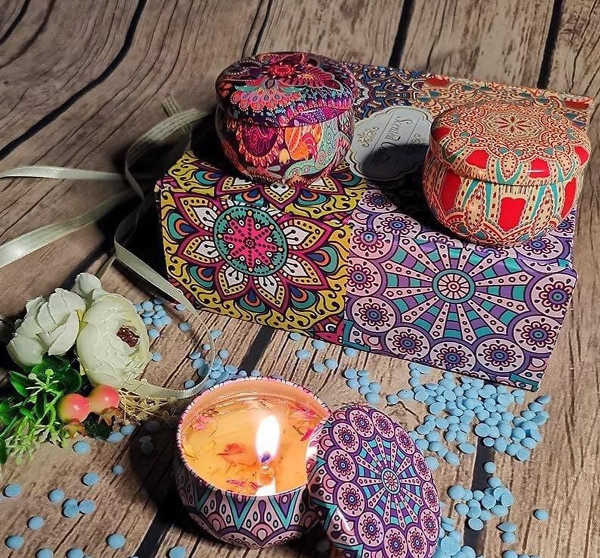 Combo 4 lọ nến hoa thơm cao cấp OLAPLE N011 (mùi ngẫu nhiên)