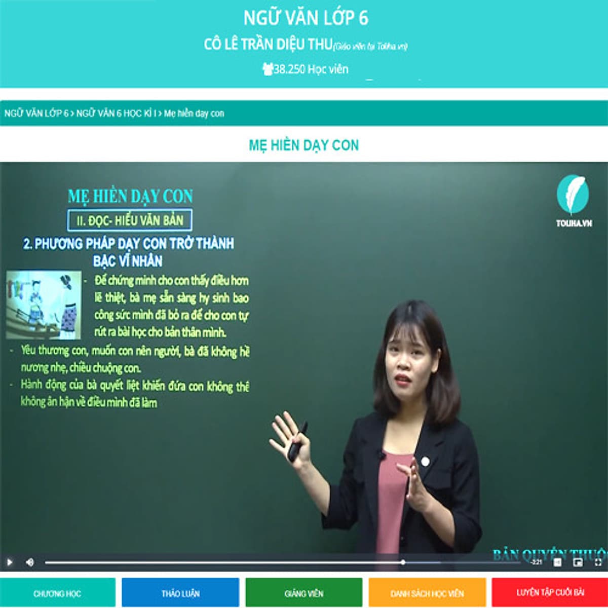 Khóa học NGỮ VĂN LỚP 6 cô Diệu Thu - 09 tháng