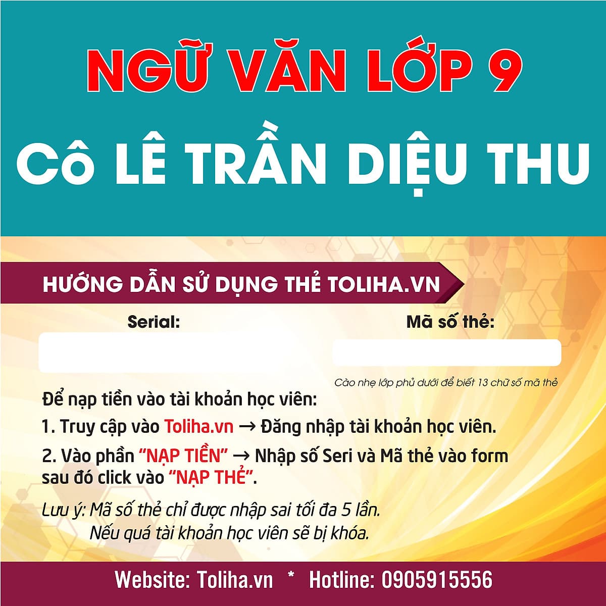 Học trực tuyến NGỮ VĂN LỚP 9 - Cô LÊ TRẦN DIỆU THU - Toliha.vn khóa 6 Tháng