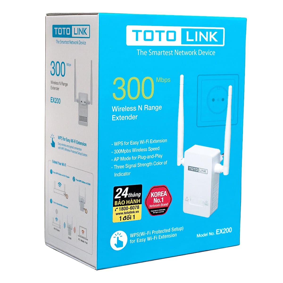 Bộ Kích Sóng Wifi 300Mbps Totolink EX200 - Bộ Mở Rộng Sóng Wifi (Tặng kèm bộ vệ sinh máy tính, điện thoai) - Hàng Chính Hãng
