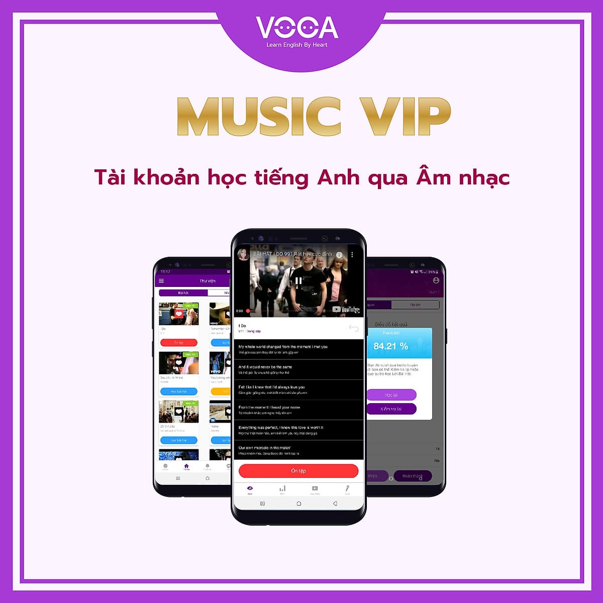 MUSIC VIP: Tài Khoản Học Tiếng Anh Qua Âm Nhạc - Giúp bạn cải thiện kỹ năng nghe, nhận diện âm và vốn từ vựng từ với hơn 700+ bài hát tiếng Anh hay nhất - Chia theo cấp độ từ cơ bản đến nâng cao