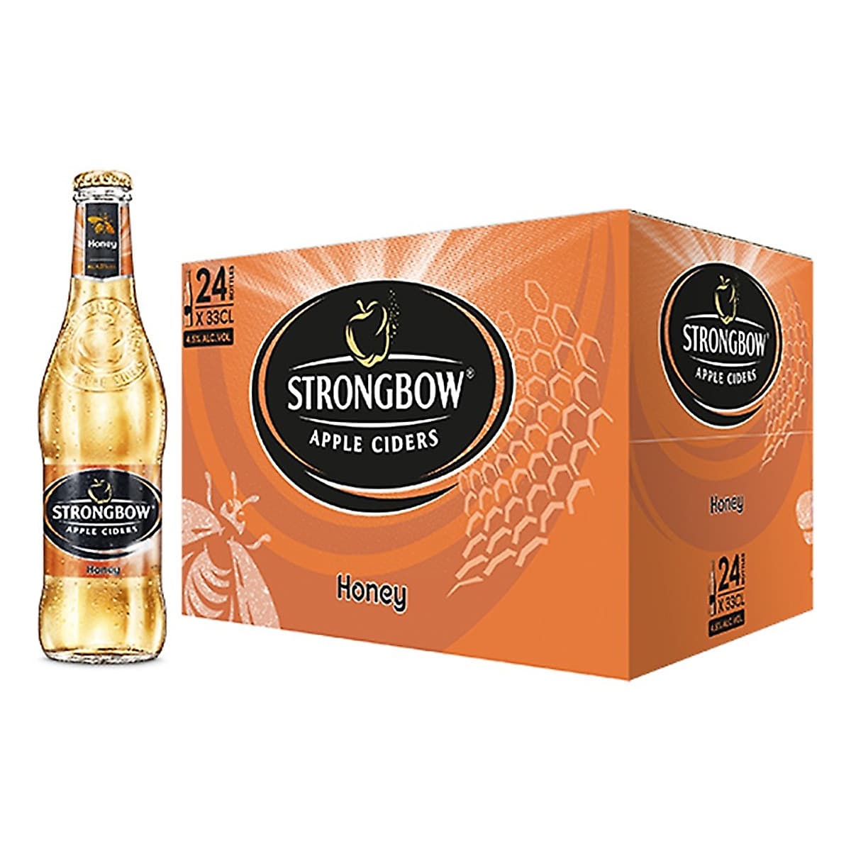 Thùng 24 Chai Nước Táo Lên Men Strongbow Honey - Vị Mật Ong (330ml / Chai)