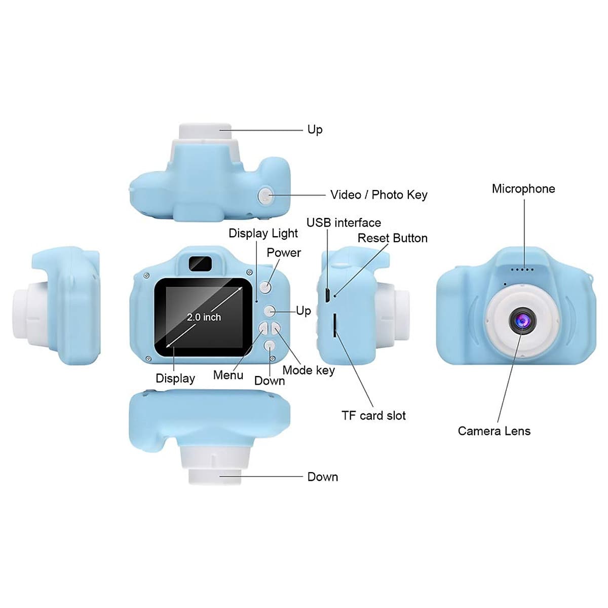 Máy Ảnh Kỹ Thuật Số Chống Sốc Cho Trẻ Em Có Thể Sạc Lại (8MP)