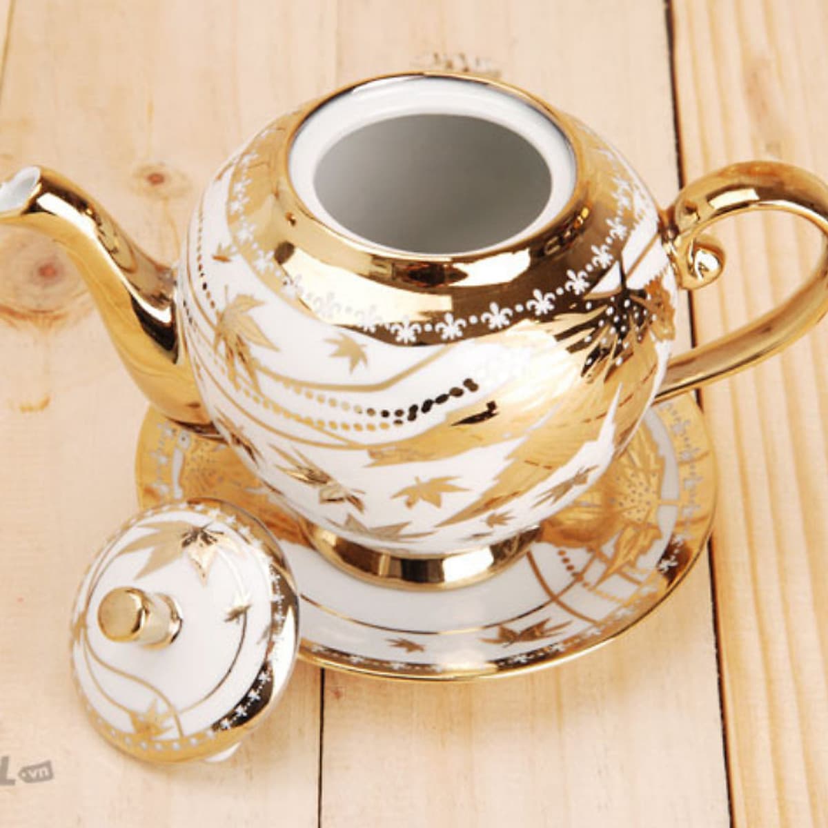 Bộ ấm trà 6 ly hoàng gia nhũ vàng