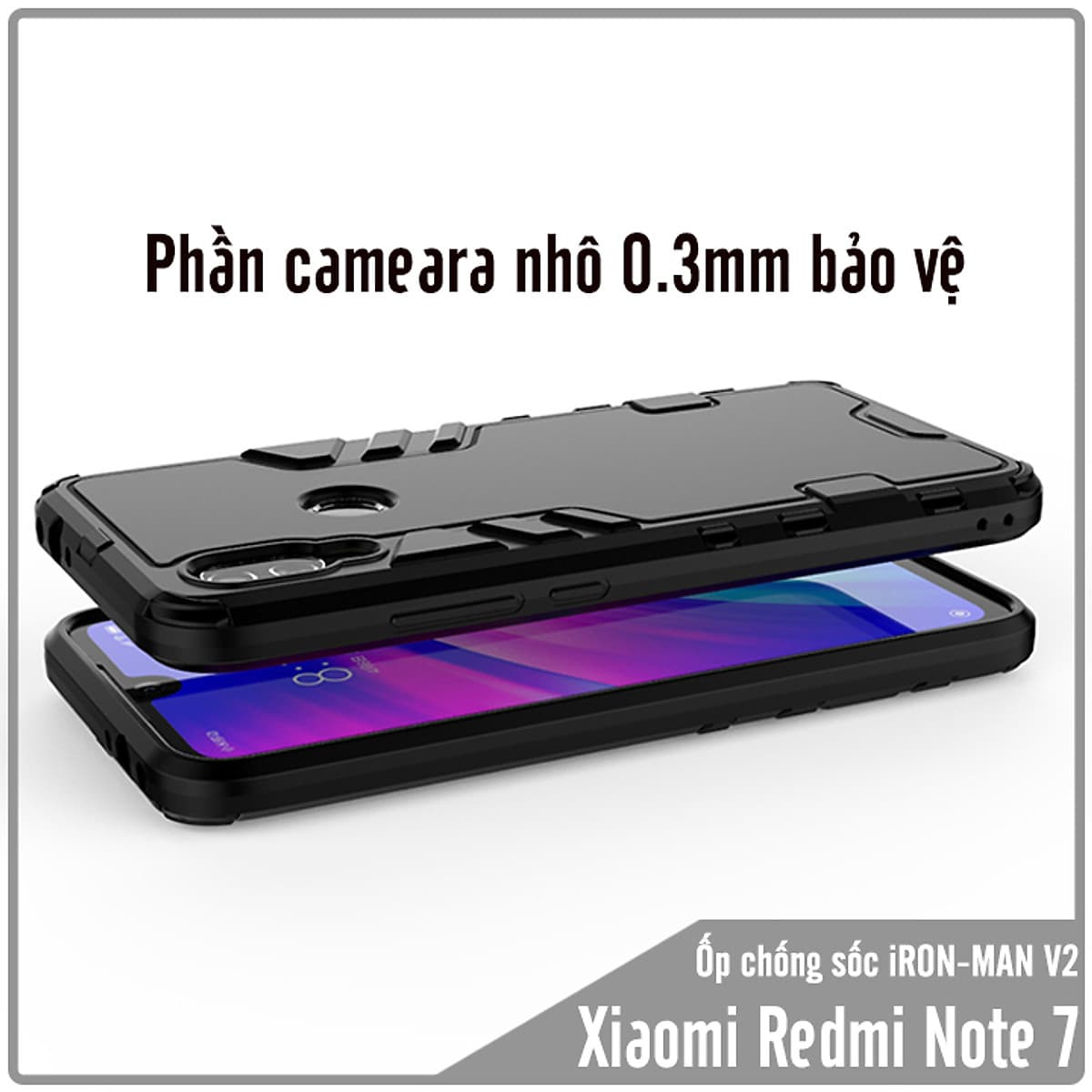 Ốp lưng cho Xiaomi Redmi Note 7 - iRON - MAN - Nhựa PC cứng viền dẻo chống sốc VER 2