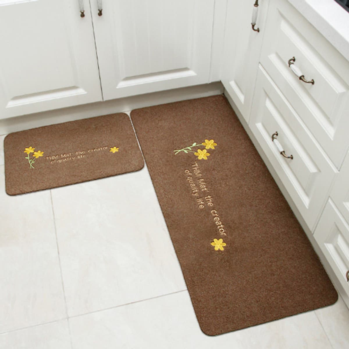 Bộ 2 thảm 2D nhà bếp đế cao su chống trượt 120x40 và 60x40 + kèm 2 khăn lau 30x30 (màu ngẫu nhiên) 