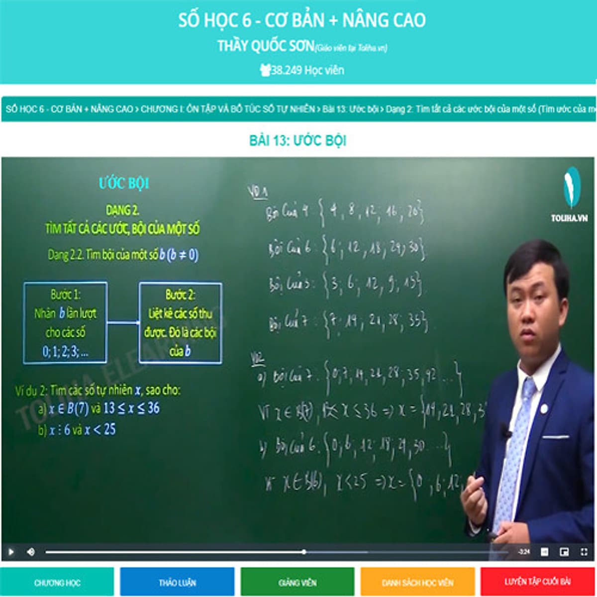 Khóa học SỐ HỌC 6 - CƠ BẢN + NÂNG CAO thầy Quốc Sơn - 06 tháng