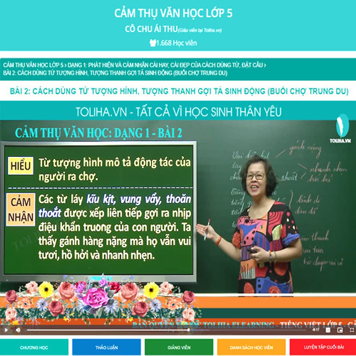 Khóa học CẢM THỤ VĂN HỌC LỚP 5 cô Chu Ái Thu - 03 tháng