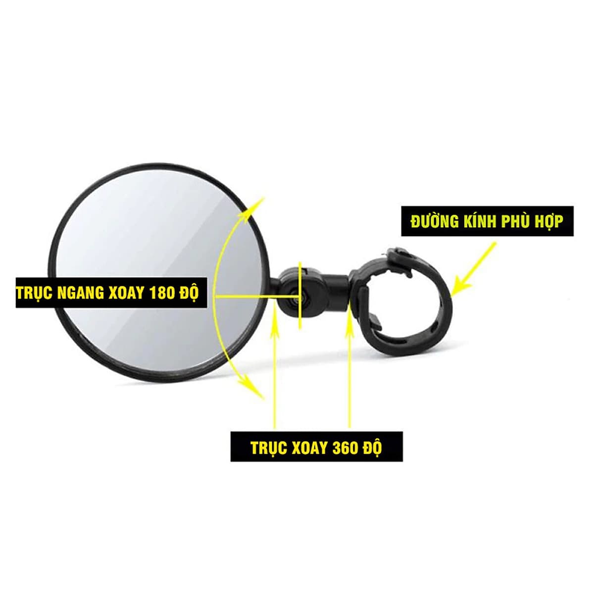 Bộ 2 Gương Chiếu Hậu Tròn Lớn Cho Xe Đạp Thể Thao Địa Hình Xoay 360 Độ Giúp Đạp Xe An Toàn - Hàng Chính Hãng