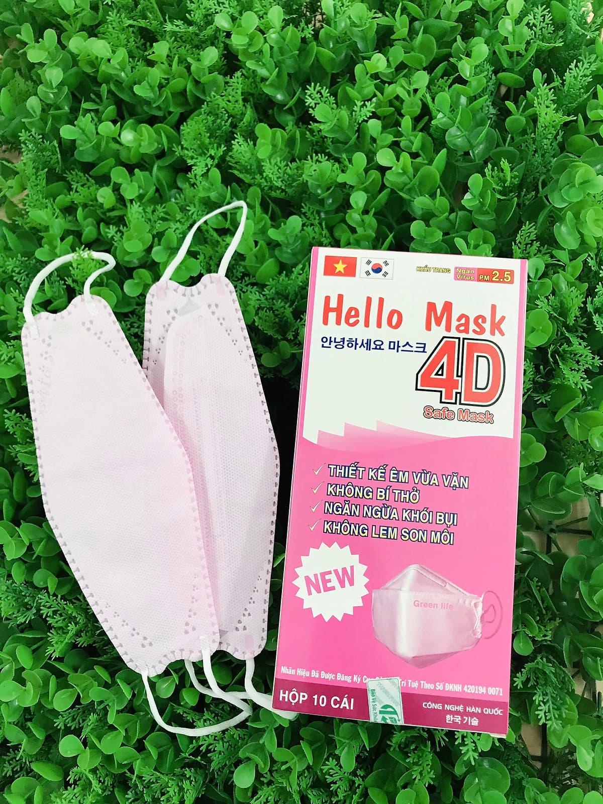 KHẨU TRANG 4D HELLO MASK VẢI KHÔNG DỆT SMS KHÁNG KHUẨN (10 cái)