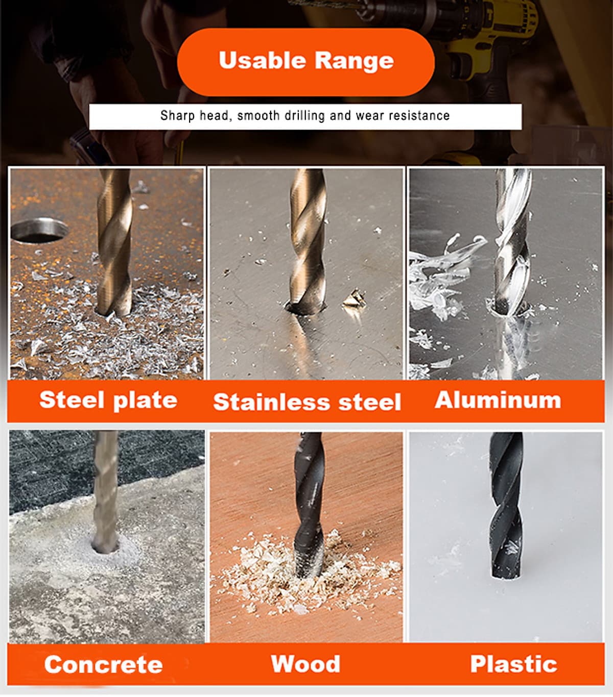 Bộ 16 Mũi Khoan Sắt, Khoan Bê Tông, Khoan Gỗ HARDEN 610289 được làm từ chất liệu thép chuyên dụng, sản phẩm đựng trong hộp nhựa tiện lợi và chắc chắn