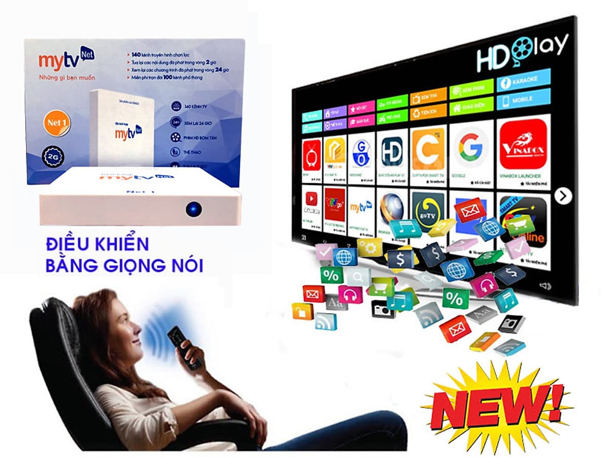 Android MyTV Net 1G bản 2020 Tặng Tài khoản HDplay cập nhập Android 7.1.2 hỗ trợ điều khiển Giọng nói - Hàng chính hãng