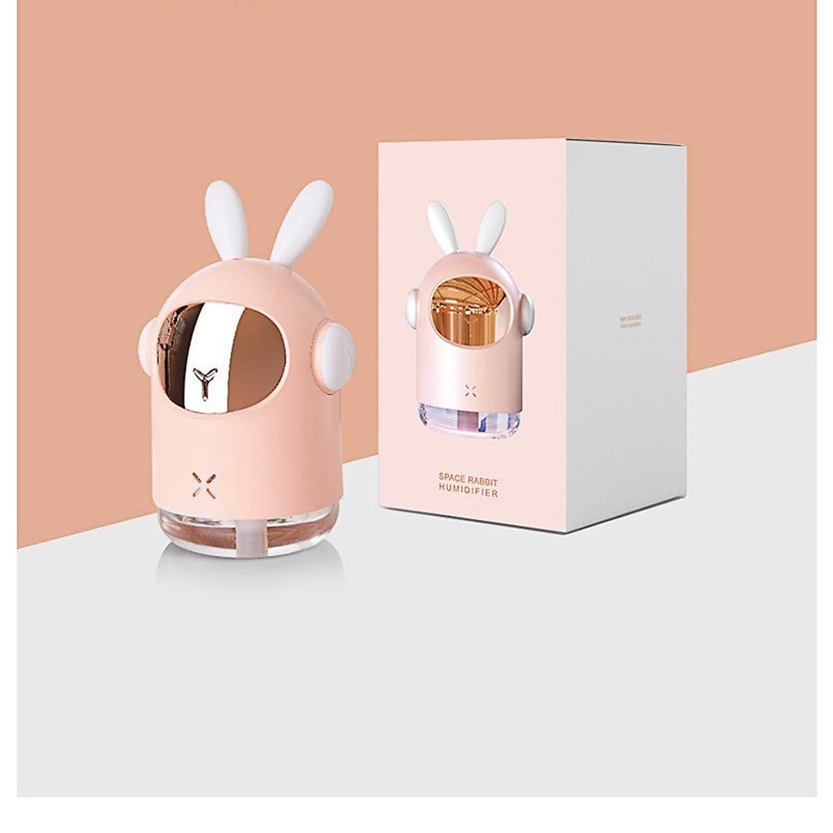Mua 1 Máy Phun Sương 350ml Khuếch Tán Hơi Nước Có Đèn Led Làm Đèn Ngủ Sạc USB Tặng 1 Xà Phòng Giấy Khô Rửa Tay Bỏ Túi Tiện Lợi - TAI GẤU - HÔNG