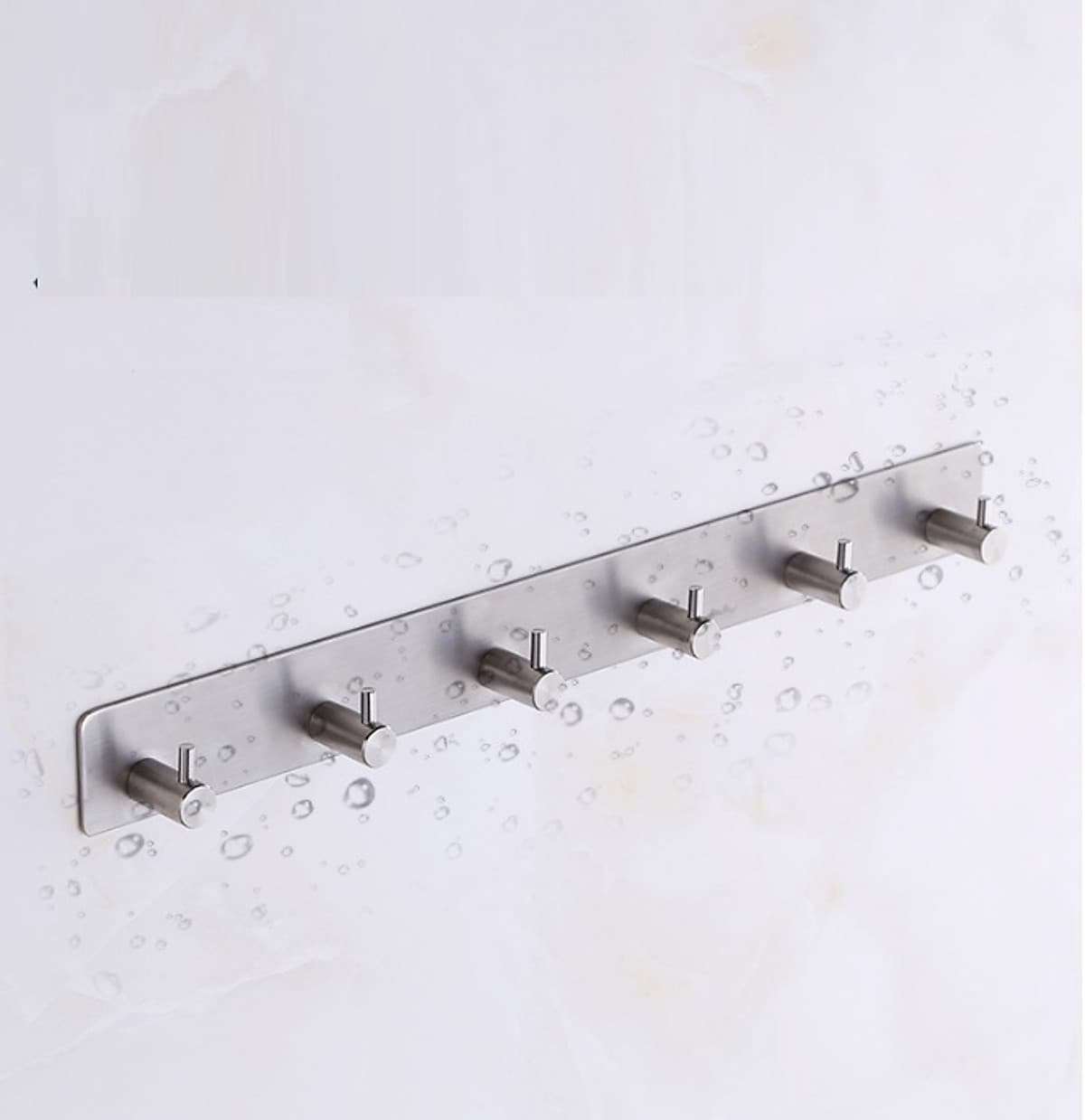 Móc Treo Quần Áo, Thanh INOX SUS304 6 Chấu dán tường sủ dụng keo 3M siêu dính - Tặng 1 Móc Inox dán tường