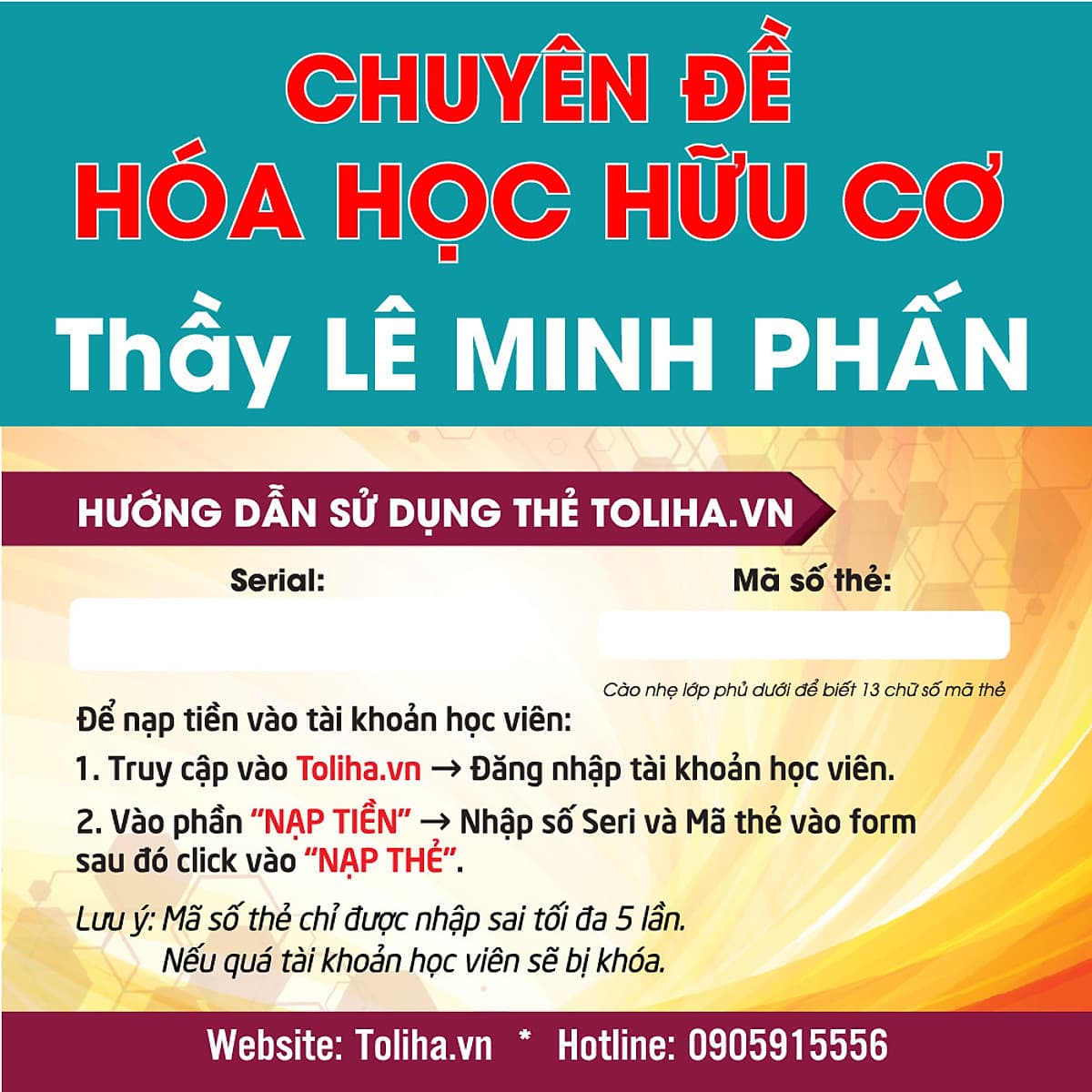 Khóa học CHUYÊN ĐỀ: HÓA HỌC HỮU CƠ - thầy Lê Minh Phấn - 06 tháng