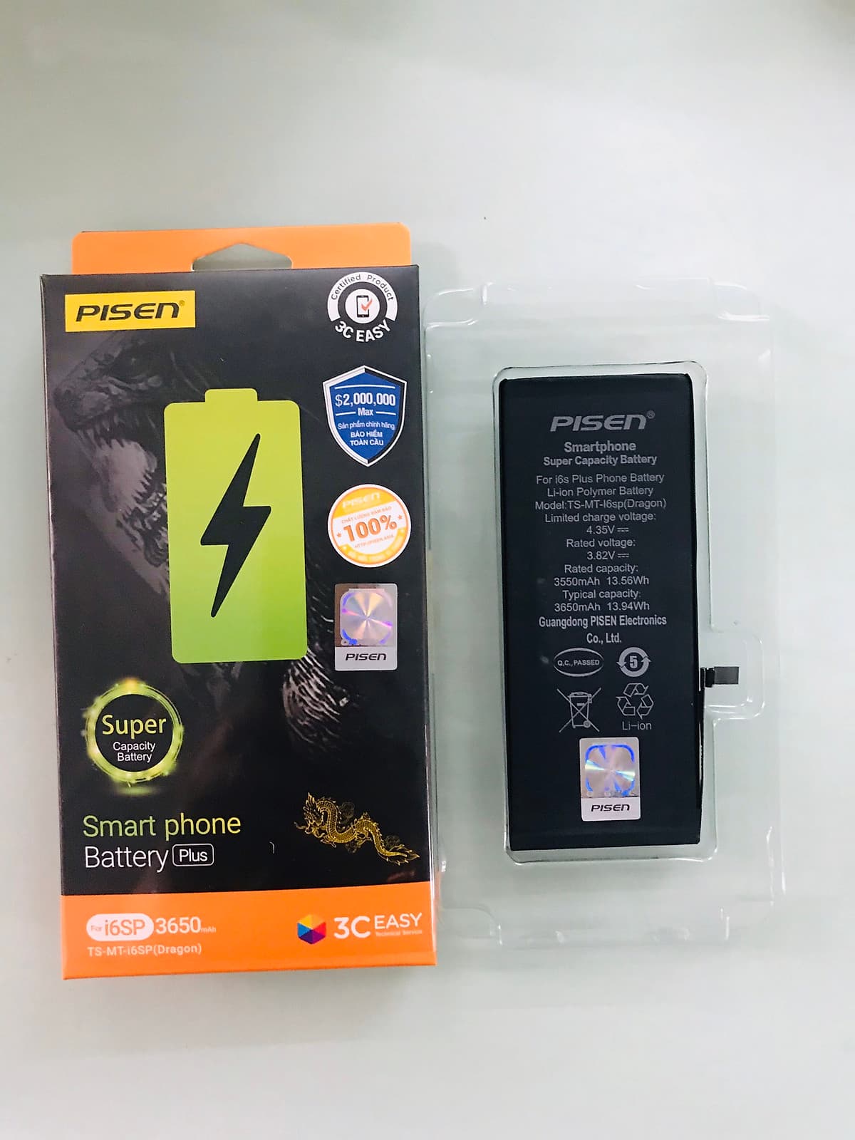 Siêu Pin cho điện thoại iPhone 6S PLUS  - PISEN Dragon i6s Plus 3650mAh_ Hàng chính hãng