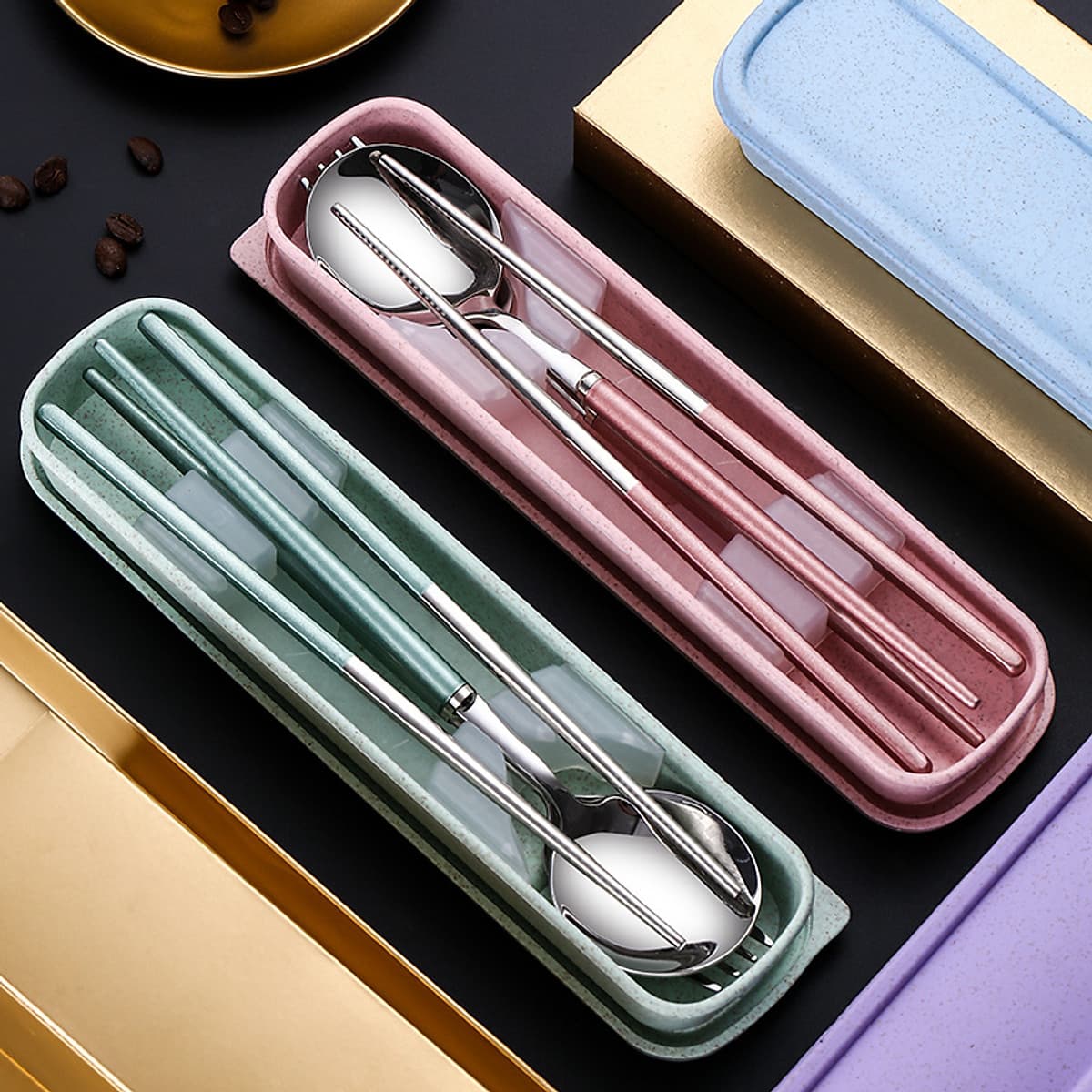 Bộ Muỗng Đũa Cơm Trưa INOX 304 Thiết Kế Sang Trọng Mạ PVD Cao Cấp