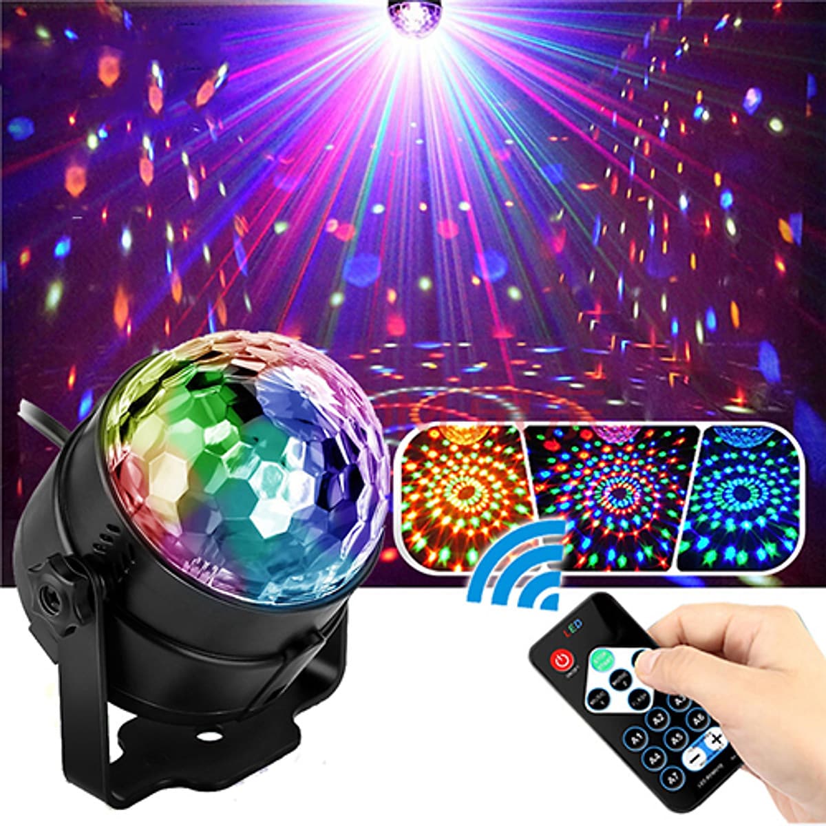 Đèn nháy theo nhạc led cầu hiệu ứng 7 màu siêu đẹp, đèn bay phòng cao cấp cho phòng karaoke phòng ngủ có remote điều khiển từ xa tiện lợi, đèn nháy theo nhạc cảm biến âm thanh nháy theo giai điệu nhac