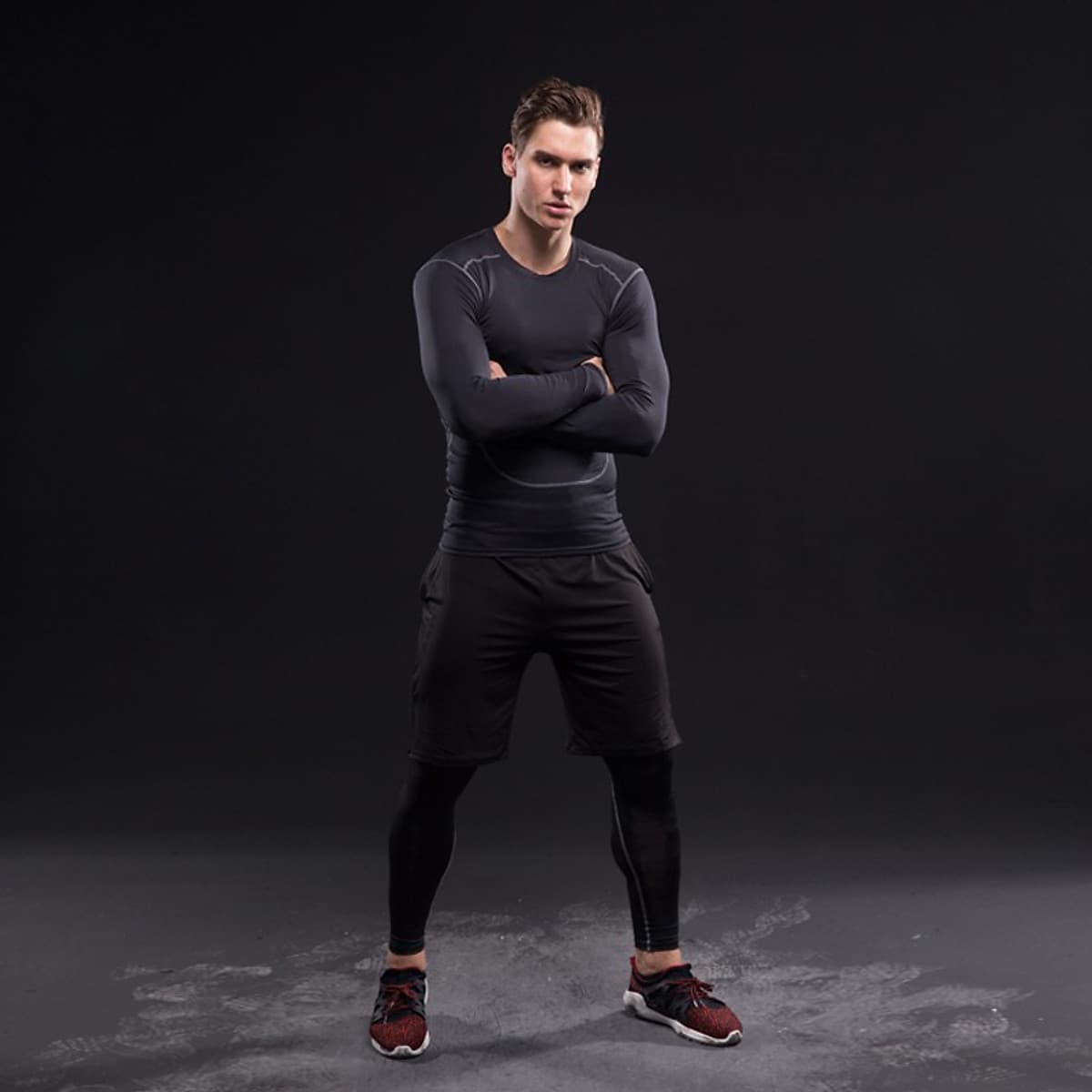 Set 3 in 1 Quần áo gym nam, Quần áo legging nam, Quần áo gym giữ nhiệt nam - Thích hợp tập gym, đá bóng, chạy bộ, bóng rổ hoặc giữ ấm cơ thể - Quần áo tập gym nam chất liệu thun lạnh cao cấp ôm body (SP001)