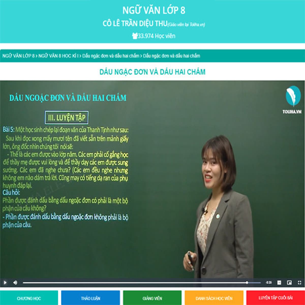 Khóa học NGỮ VĂN LỚP 8 cô Diệu Thu - 06 tháng